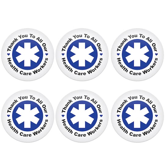 Beistle 2" Blue Star with Thank You To All Our Health Care Workers Buttons, 6ct.